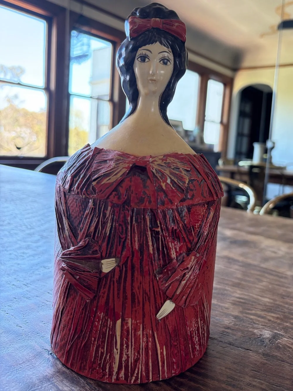 Vintage 1960s Big Eye Lady Papier Mâché Toilet Paper Cover